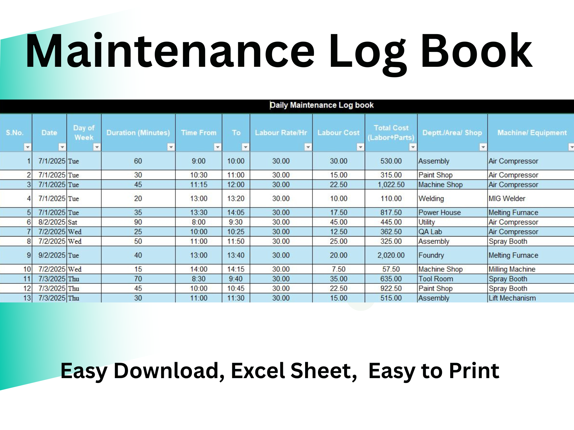 Maintenance Log Book